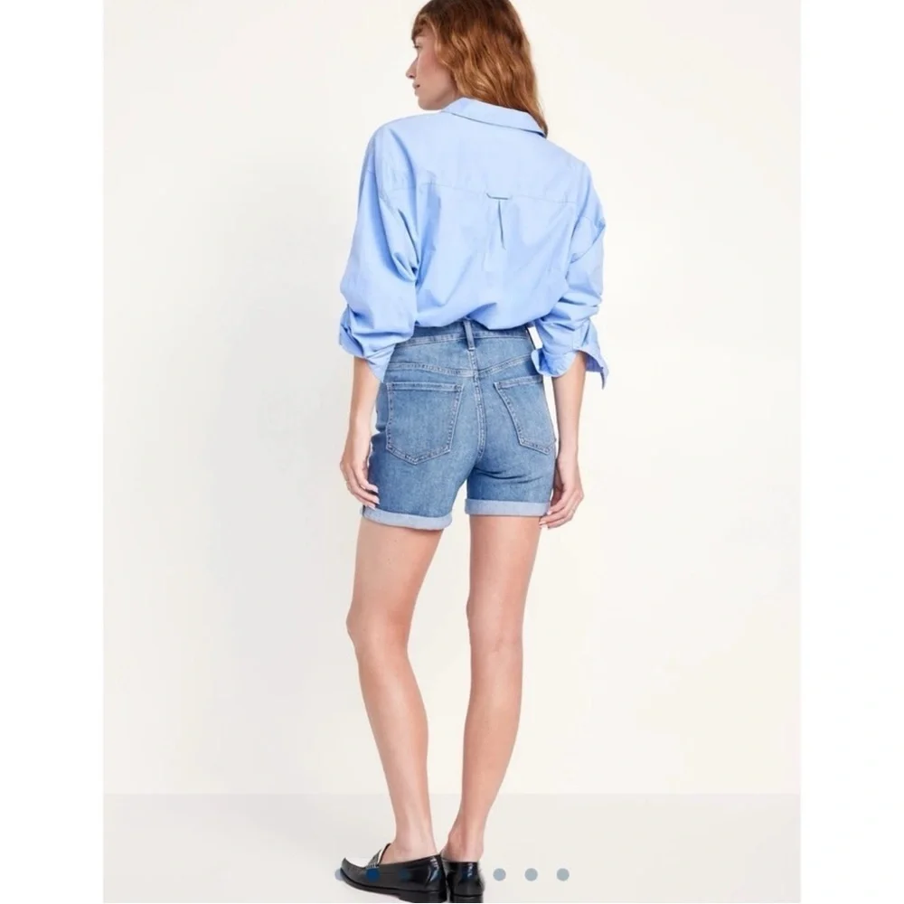 NWT Old Navy Women Blue Hight Waist OG Straight Denim Shorts US2 Preppy Classic - Picture 2 of 9